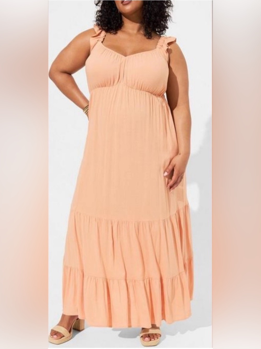 Gently Used - Torrid Maxi Rayon Slub Ruffle Strap Tiered Dress - Size 2 (18/20)